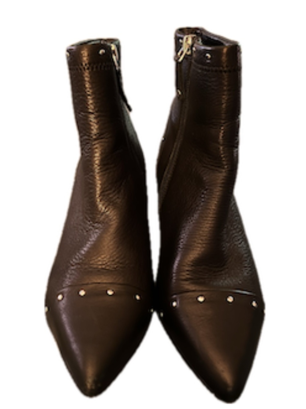 Avec Les Filles Black Leather Studded Kitten Heel Ankle Boots (Size 6.5) - Picture 2 of 6